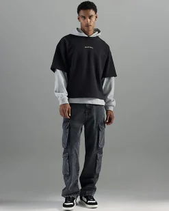 Black Loose Fit Cargo Jeans