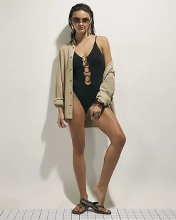 Black Metallic Ring Swimsuit