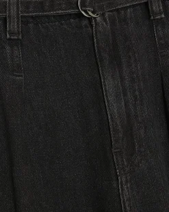 Black Mid Rise Wide Leg Tie Front Jeans