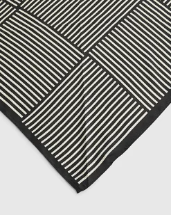 Black Mono Stripe Tie Up Scarf