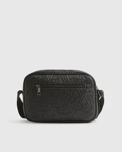 Black Monogram Embossed Cross Body Bag