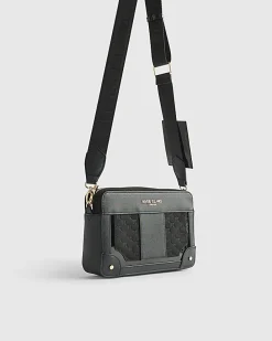 Black Monogram Panelled Cross Body Bag