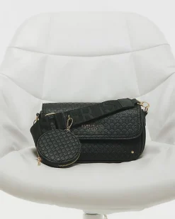 Black Monogram Print Cross Body Bag