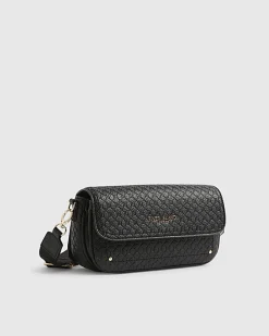 Black Monogram Print Cross Body Bag
