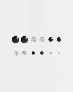 Black Multipack 6 Stud Earrings