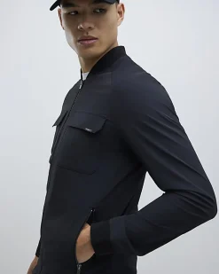 Black Muscle Fit Bomber Jacket