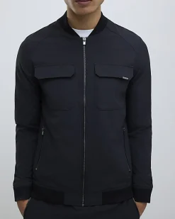 Black Muscle Fit Bomber Jacket
