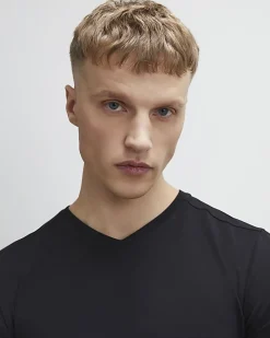 Black Muscle Fit Essential V Neck T-Shirt