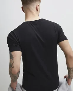 Black Muscle Fit Essential V Neck T-Shirt