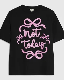Black Not Today Bow Boyfriend T-Shirt