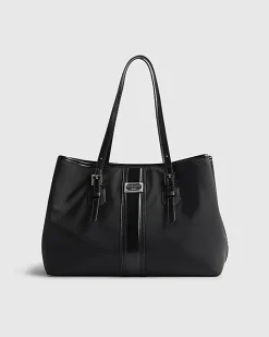 Black Nylon Buckle Handle Shopper Bag