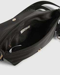 Black Nylon Flap Over Messenger bag