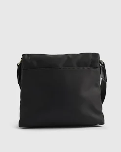 Black Nylon Flap Over Messenger bag