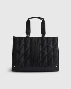 Black Nylon Quilted Shopper Bag