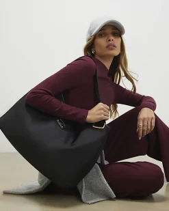 Black Nylon Slouch Shoulder Bag