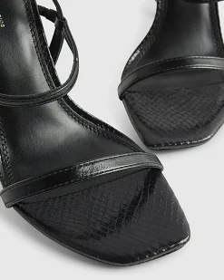 Black Open Back Heeled Sandals