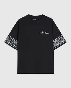 Black Oversized Baroque Back Patch T-Shirt