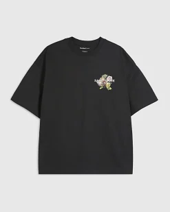 Black Oversized Fit Lightweight Print T-Shirt