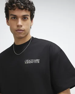 Black Oversized Fit Midweight Boxing T-Shirt