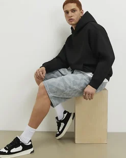Black Oversized Fit Neoprene Hoodie