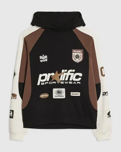 Black Oversized Fit Panel Hoodie