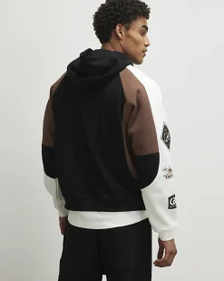 Black Oversized Fit Panel Hoodie