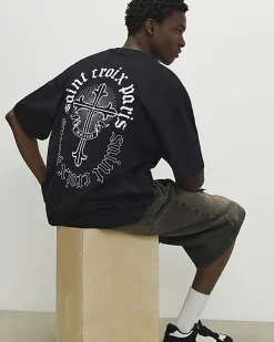 Black Oversized Fit Saint Croix Paris T-Shirt