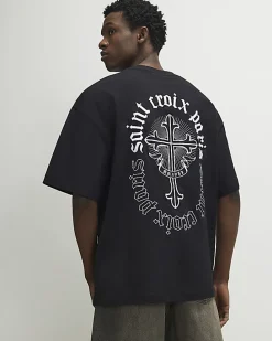 Black Oversized Fit Saint Croix Paris T-Shirt