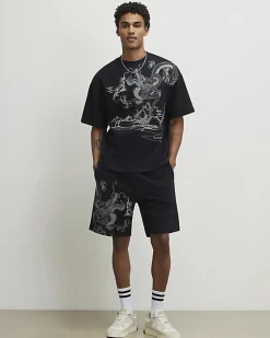 Black Oversized Fit T-shirt and Short Set