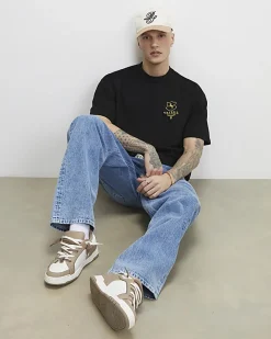 Black Oversized Fit Valeur Crest T-Shirt