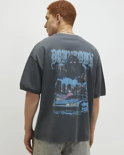 Black Oversized Fit Washed Downtown T-Shirt
