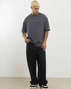 Black Oversized Fit Washed Midweight T-Shirt
