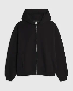 Black Oversized Fit Zip Through Hoodie