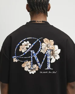 Black Oversized Textured T-Shirt