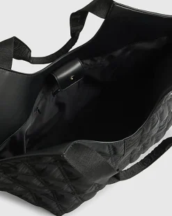 Black Padded Webbing Detail Shopper Bag
