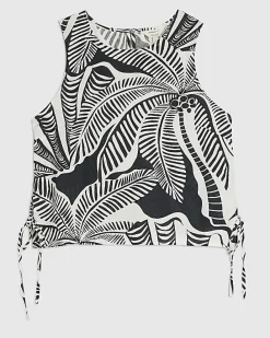 Black Palm Print Tank Top