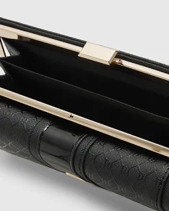 Black Panelled Monogram Clip Top Purse