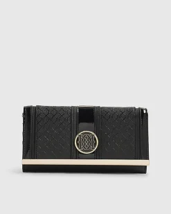 Black Panelled Monogram Clip Top Purse