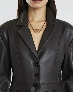 Black Pebble Corduroy Necklace