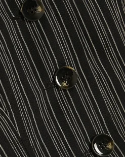 Black Pinstripe Cocoon Sleeve Jacket