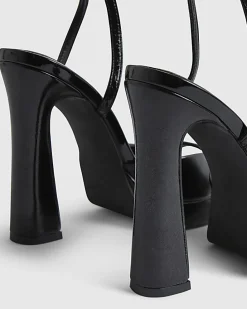 Black Platform Heeled Sandals