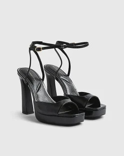 Black Platform Heeled Sandals