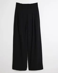 Black Pleated Wide Leg Trousers