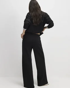 Black Premium Drawstring Wide Leg Joggers