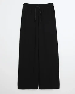 Black Premium High Waisted Wide Leg Joggers