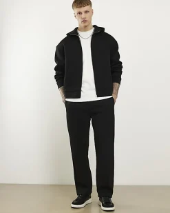 Black Premium Oversized Zip Through Hoodie