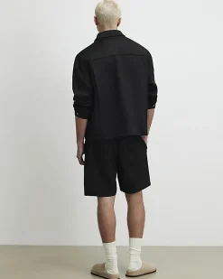 Black Pull On Faux Suedette Short