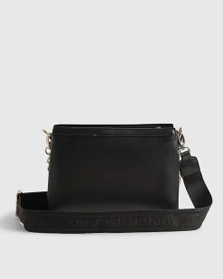 Black Quilted Monogram Crossbody Bag