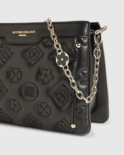 Black Quilted Monogram Crossbody Bag