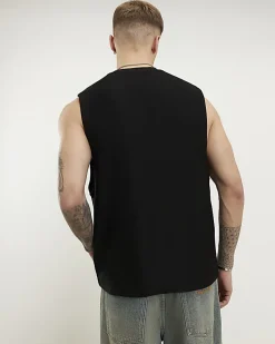 Black Regular Fit Essential Tank Top